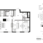 Layout picture Apartments with 1 bedroom 62.6 m2 in complex Titul na Serebrjanicheskoy