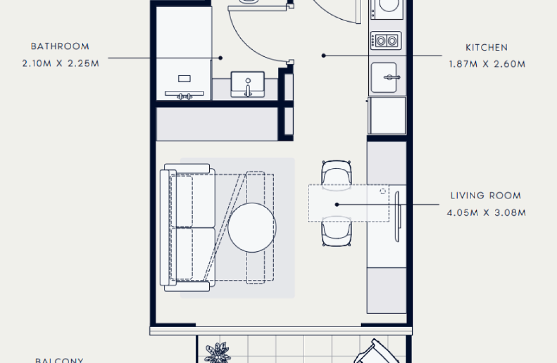 Flat 30.9 m2 in complex Azizi Venice