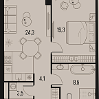 Layout picture Apartment with 1 bedroom 59.7 m2 in complex High Life