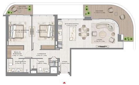 Layout Flat 132.9 m2 in complex Seapoint