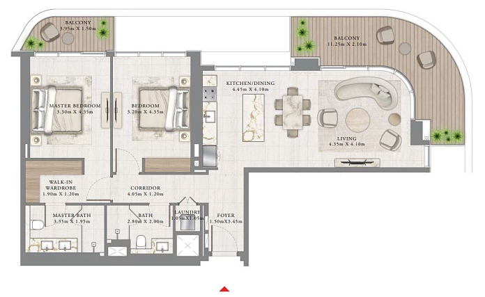 Layout picture 2-br from 1378 sqft