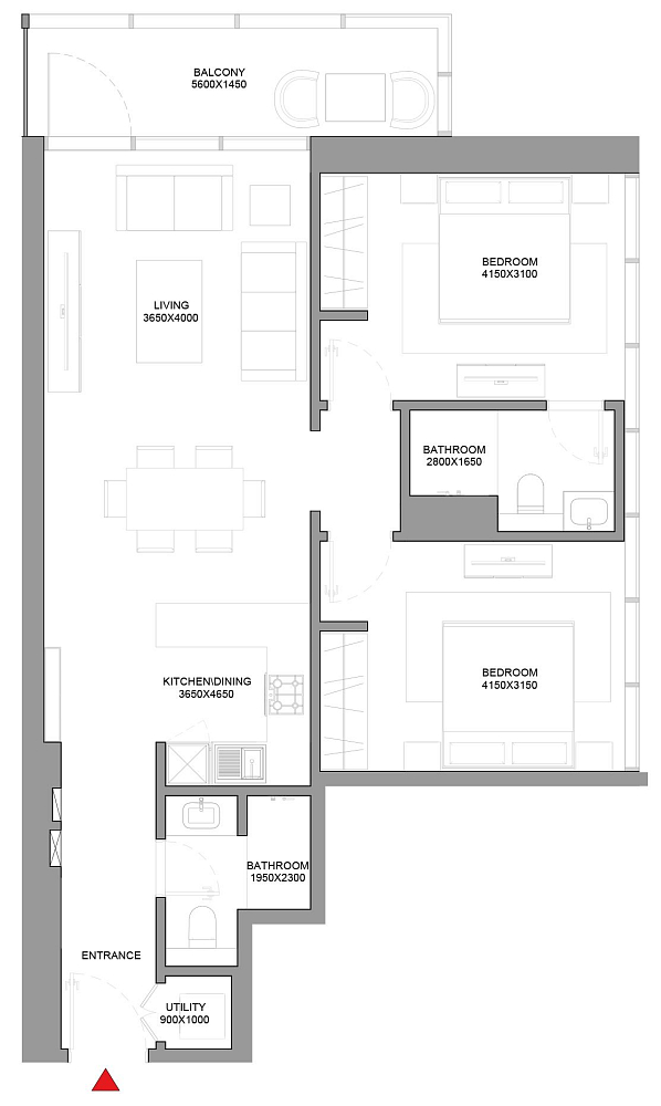 Layout picture 2-rooms flat 131.9 m2 in complex Verde
