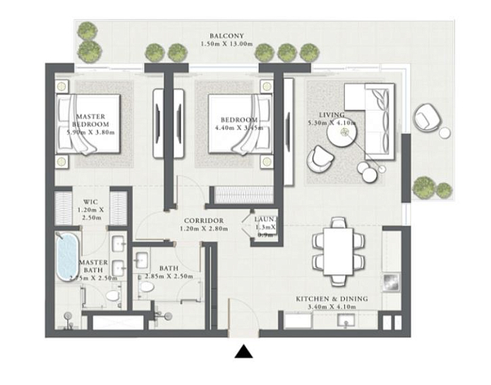 Layout picture 2-br from 1390 sqft