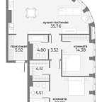 Layout picture Apartments with 2 bedrooms 92.66 m2 in complex Sky View