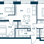 Layout picture Apartment with 3 bedrooms 75.7 m2 in complex Soul
