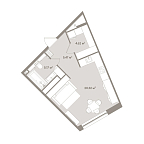 Layout picture Apartments with 1 bedroom 35.58 m2 in complex D'oro Mille
