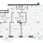 Layout picture Apartment with 3 bedrooms 143 m2 in complex Lavrushinsky