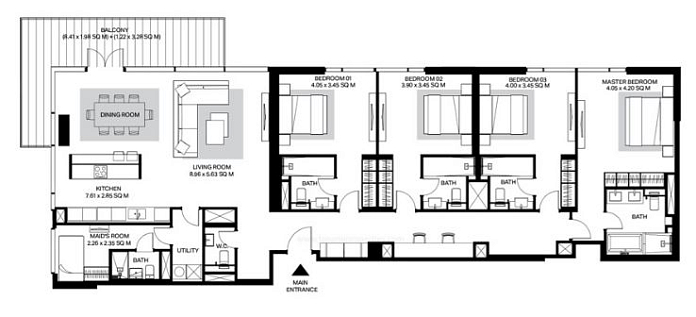 Layout picture 4-br from 2581 sqft