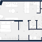 Layout picture Apartments with 1 bedroom 64.6 m2 in complex Logos
