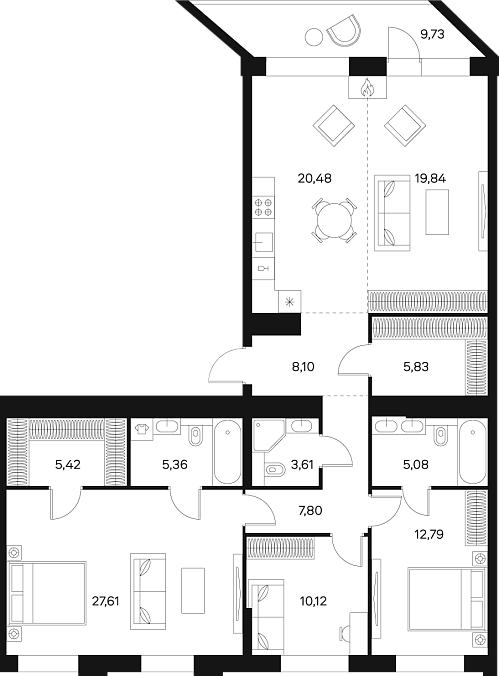 Layout picture 5-rooms from 80.83 m2 Photo 2