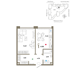 Layout picture Apartment with 1 bedroom 41.88 m2 in complex WOW