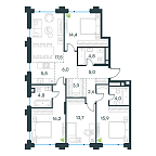 Layout picture Apartment with 4 bedrooms 114.3 m2