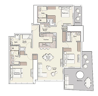 Layout Flat 198.3 m2 in complex Mercer House North
