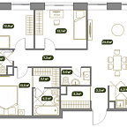 Layout picture Apartment with 4 bedrooms 95.4 m2 in complex West Garden