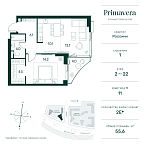 Layout picture Apartment with 1 bedroom 52.7 m2 in complex Primavera