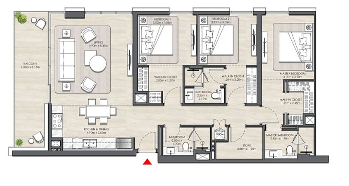 Layout picture 3-br from 1673 sqft Photo 2
