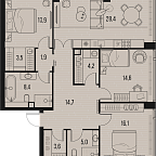 Layout picture Apartment with 3 bedrooms 114.8 m2 in complex High Life