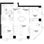 Layout picture Apartment with 3 bedrooms 89.91 m2 in complex Famous
