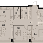 Layout picture Apartment with 2 bedrooms 92.2 m2 in complex High Life