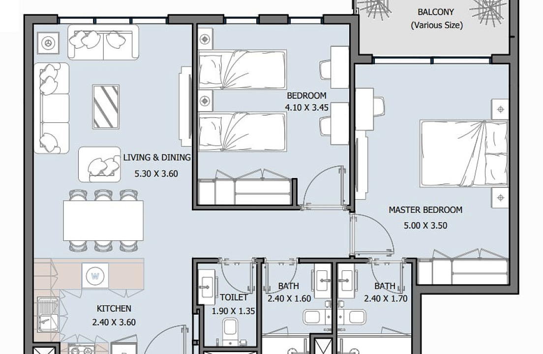 Flat 85.5 m2 in complex Royal Park