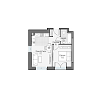Layout picture Apartment with 1 bedroom 36.72 m2 in complex Dom Dostizhenie