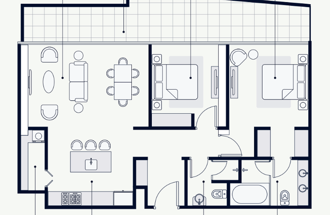 Flat 118 m2 in complex Azizi Riviera