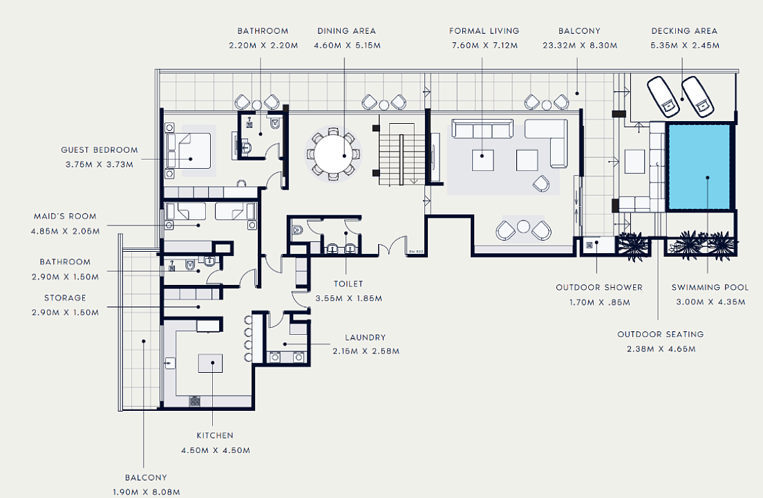 Flat 713.6 m2 in complex Azizi Riviera