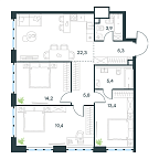 Layout picture Apartment with 2 bedrooms 89.7 m2