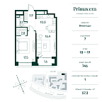 Layout picture Apartment with 1 bedroom 57.3 m2 in complex Primavera