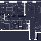 Layout picture Apartments with 3 bedrooms 127.6 m2 in complex River Residences