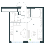 Layout picture Apartment with 1 bedroom 34 m2