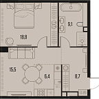 Layout picture Apartment with 1 bedroom 58.5 m2 in complex High Life