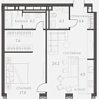 Layout picture Apartments with 1 bedroom 68.9 m2 in complex AHEAD