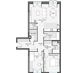 Layout picture Apartment with 2 bedrooms 99.72 m2 in complex Dom "Dostizhenie"