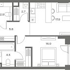 Layout picture Apartment with 1 bedroom 51.3 m2 in complex Soul