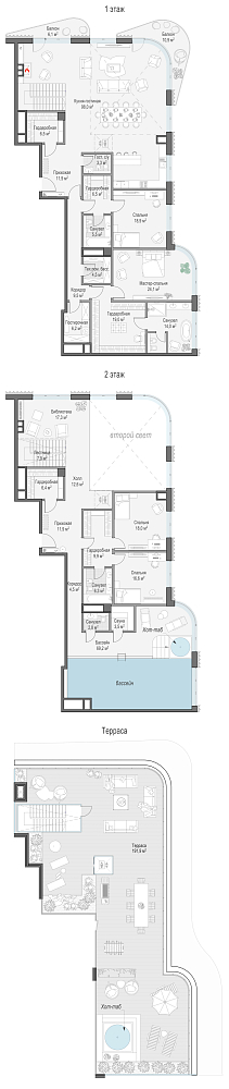 Layout picture Apartment with 5 bedrooms 417.3 m2 in complex Dom Lavrushinsky