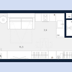Layout picture Apartments with 1 bedroom 29.5 m2 in complex Logos