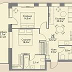 Layout picture Apartment with 2 bedrooms 67.1 m2 in complex Stories