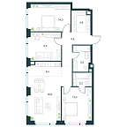 Layout picture Apartment with 3 bedrooms 85.8 m2 in complex Level Michurinsky