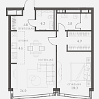 Layout picture Apartments with 1 bedroom 69.3 m2 in complex AHEAD