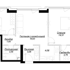 Layout picture Apartment with 2 bedrooms 64.87 m2 in complex Hide
