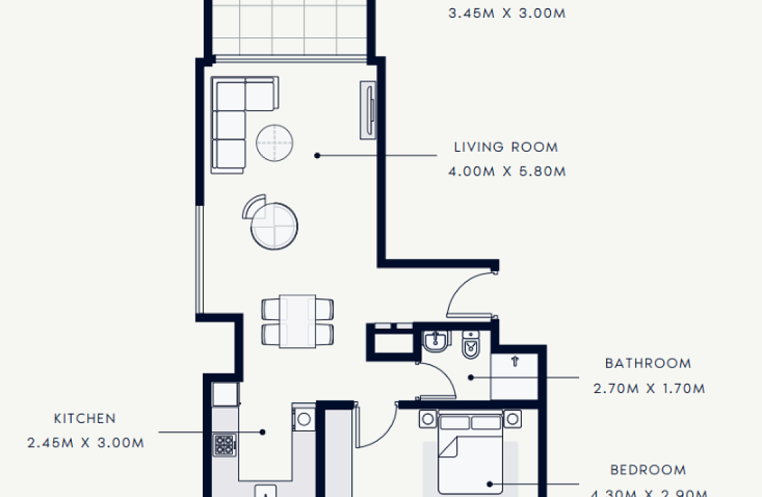 Flat 88.8 m2 in complex Azizi Riviera