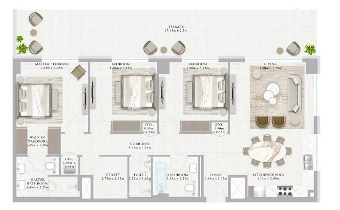 Layout picture 3-br from 1617 sqft