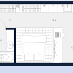 Layout picture Apartments with 1 bedroom 34.8 m2 in complex Logos