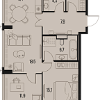 Layout picture Apartment with 2 bedrooms 76.5 m2 in complex High Life