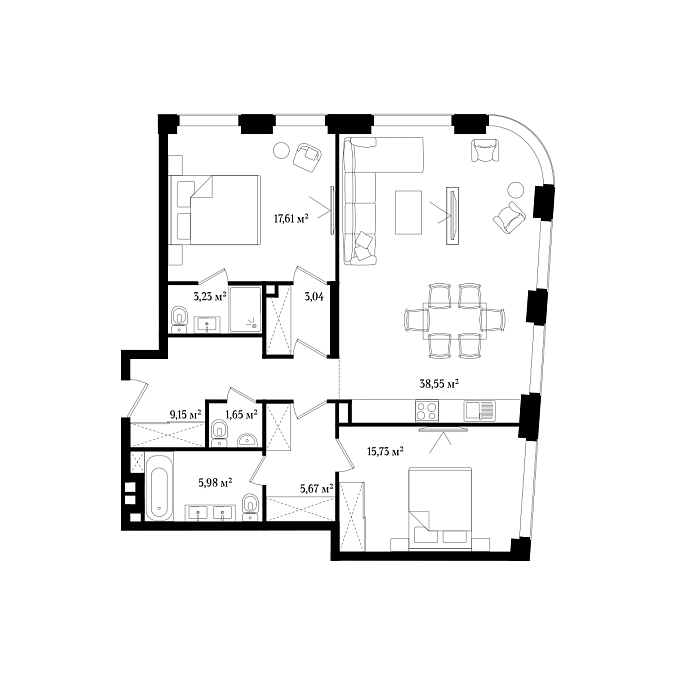 Layout picture 3-rooms from 110.02 m2 Photo 3
