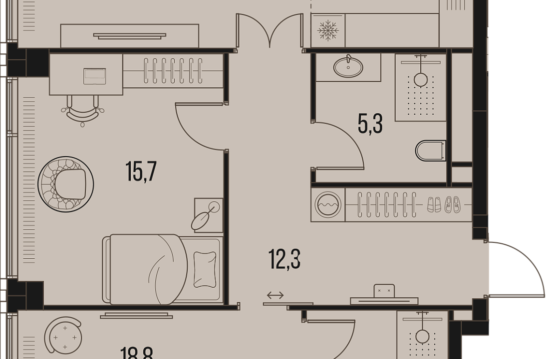 Apartment with 2 bedrooms 90.9 m2 in complex High Life