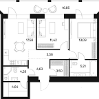 Layout picture Apartment with 2 bedrooms 75.23 m2 in complex Forst