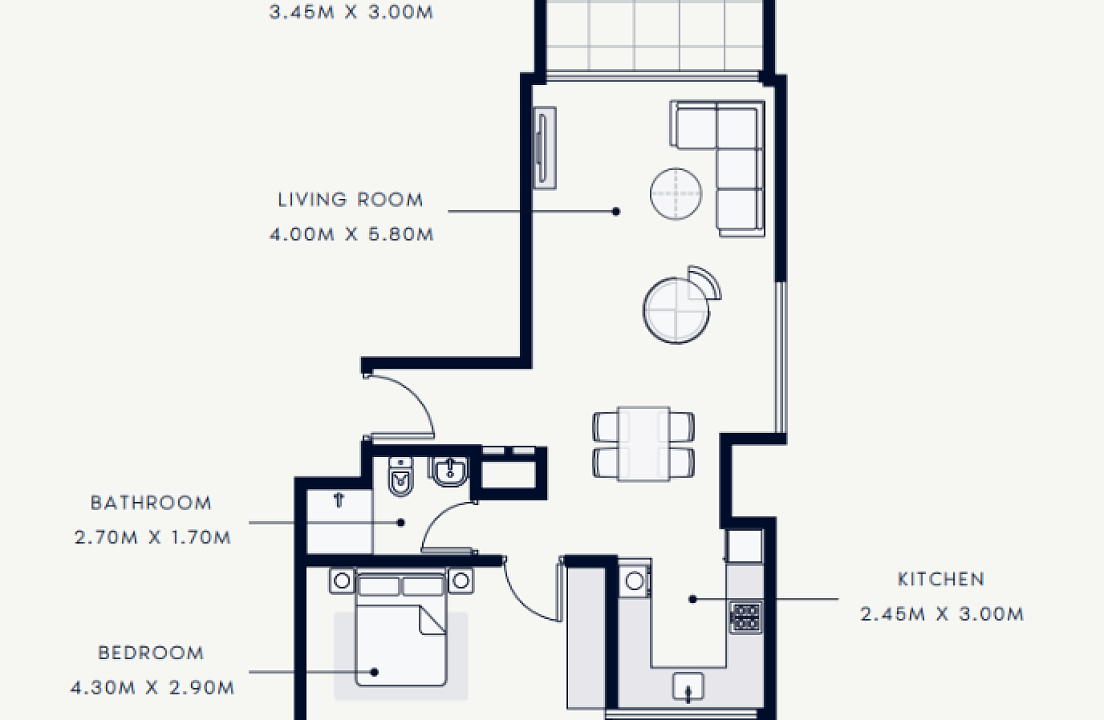 Flat 88.8 m2 in complex Azizi Riviera