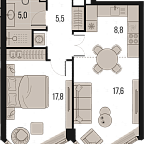 Layout picture Apartment with 1 bedroom 55.3 m2 in complex High Life